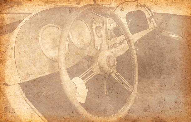 Old Car Added Old paper texture. stock photo