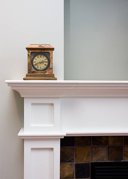 Old Clock on Mantlepiece stock photo