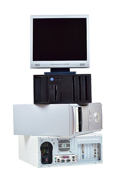 Old computer and electronic waste stock photo