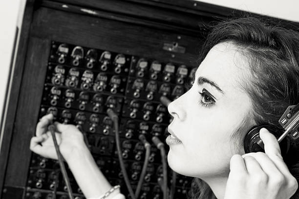 Old Cord Switchboard Operator stock photo
