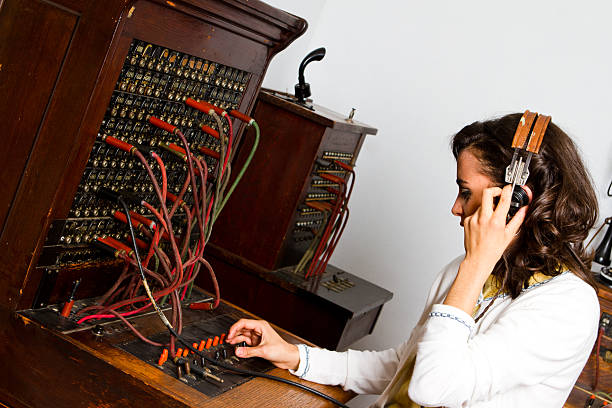 Old Cord Switchboard Operator stock photo
