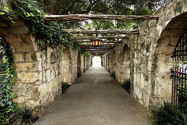 Old Corridor at the Alamo  san antonio stock pictures, royalty-free photos & images