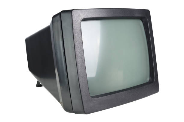 Old CRT computer monitor isolated on white. Old CRT computer monitor isolated on white. 90s television set stock pictures, royalty-free photos & images