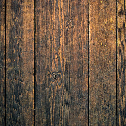 Old Dark Mahogany Wood Wall Background Square Format Stock Photo