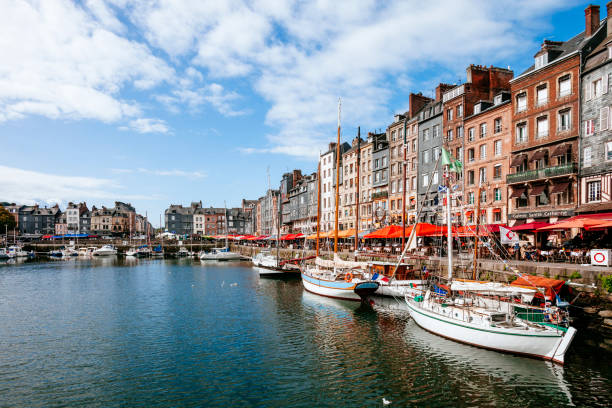 Old dock - Honfleur, France The Vieux Bassin. calvados stock pictures, royalty-free photos & images