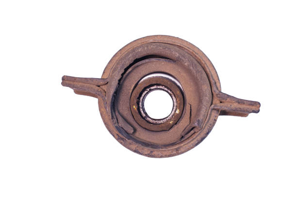 Old Drive Shaft Center Support Bearing on pickup track with whitebackground isoleted stock photo