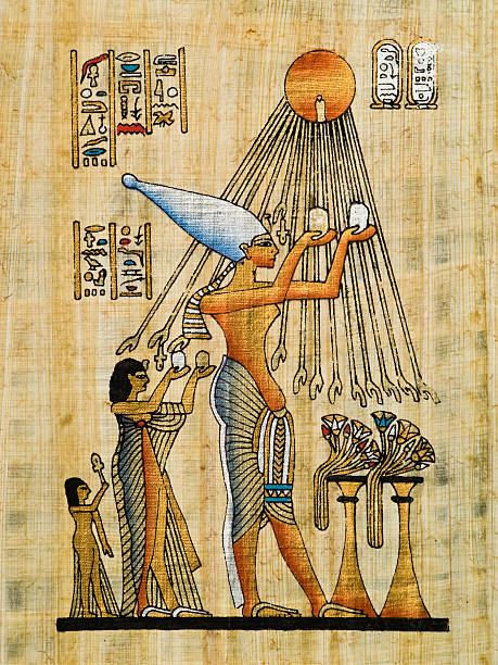 Old Egyptian papyrus illustration stock photo