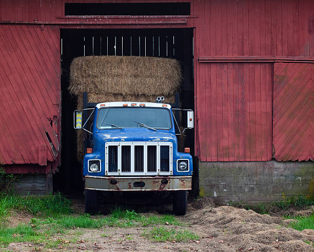 Old farmers truck with Hay stock photo