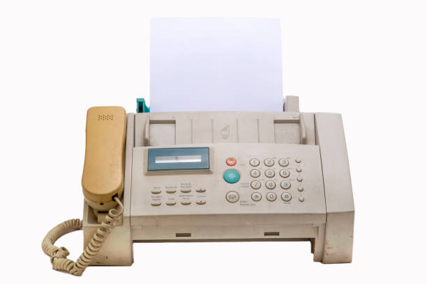 Old fax machine stock photo