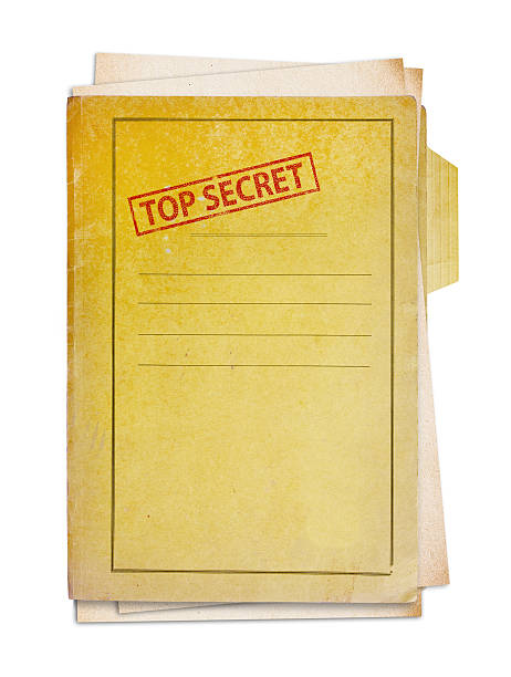 Old folder with top secret stamp. stock photo