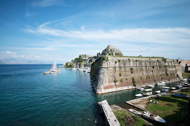 Old Fortress of Corfu The Old Fortress of Corfu (Greek: Παλαιό Φρούριο, Venetian: Fortezza Vecchia) is a Venetian fortress in the city of Corfu. The fortress covers the promontory which initially contained the old town of Corfu that had emerged during Byzantine times. Corcyra  stock pictures, royalty-free photos & images
