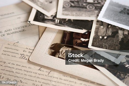 istock Old Genealogy Family History Photographs and Documents 1 1143734831