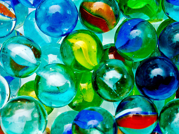Old glass marbles stock photo