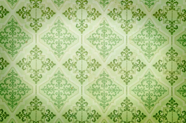 Old green wallpaper stock photo