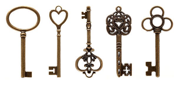 Old Keys (clipping path all) isolated on white background Old Keys (XXXLarge clipping path all) isolated on white background. key stock pictures, royalty-free photos & images
