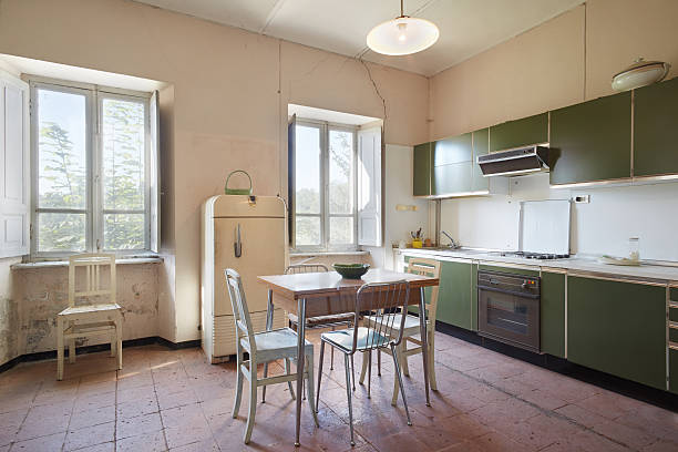 Old kitchen Old kitchen in country house in a sunny day ugliness stock pictures, royalty-free photos & images