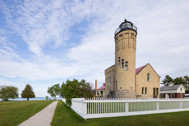 Old Mackinac Point Lighthouse stock photo