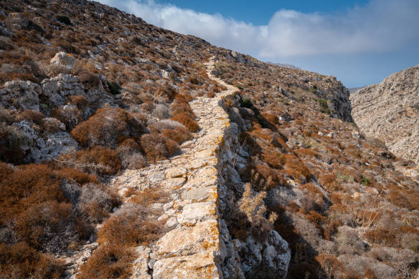 Old Mountain Road, Karpathos Island, Greece stock photo
