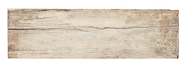 velho pedaço de branca prancha de madeira resistiu. - wooden sign board against white imagens e fotografias de stock