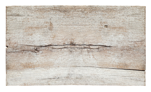 Old piece of white weathered wood board, composite image, isolated on white,clipping path included.
