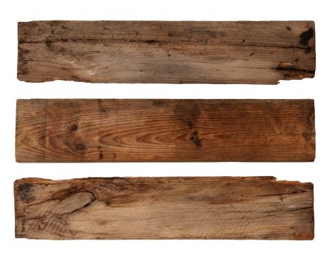 Old wooden planks isolated on white background