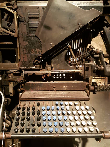 Old printing machine Vintage Linotype machine revolutionized newspaper publishing linotype stock pictures, royalty-free photos & images