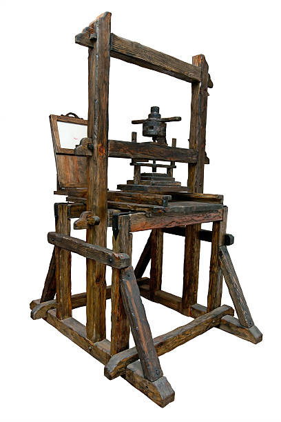 Old printing press Old printing press. Clipping path included linotype stock pictures, royalty-free photos & images