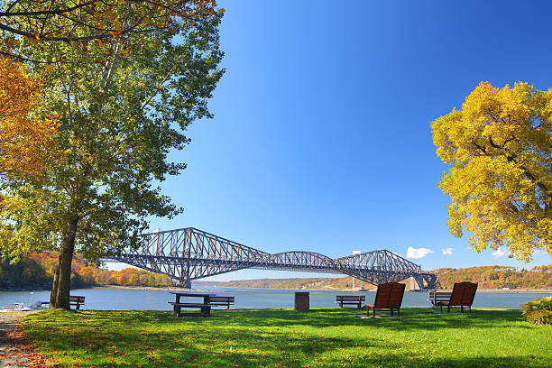 Old Quebec City Bridge and Park  buzbuzzer quebec city stock pictures, royalty-free photos & images