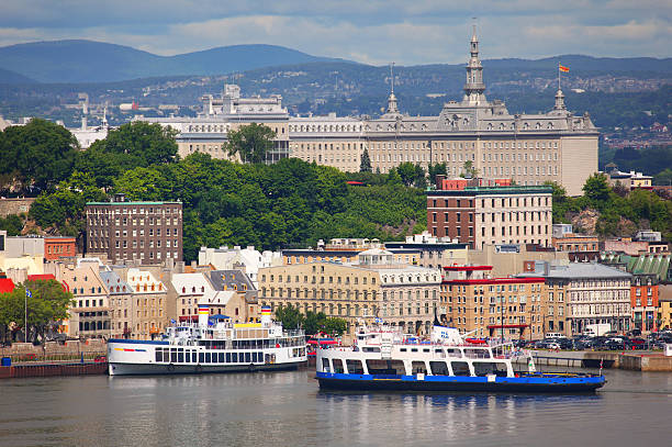 Old Quebec City Buildings and Ferry Boats  buzbuzzer quebec city stock pictures, royalty-free photos & images