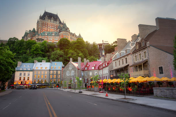 Old Quebec City - City Skyline The skyline of Old Quebec City historic district stock pictures, royalty-free photos & images