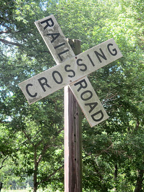 Old Railroad Crossing Sign stock photo
