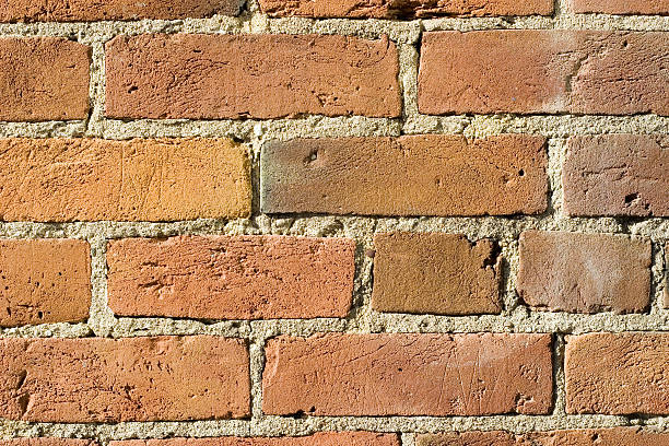 Old Red Brick & Cement (Concrete) Background stock photo