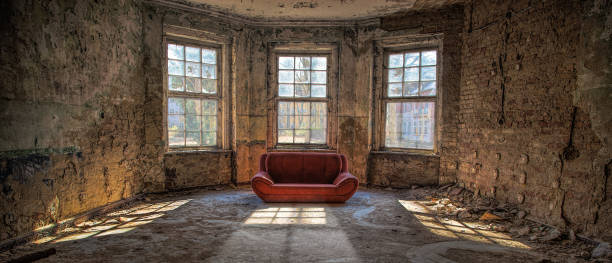 Old room with a couch stock photo