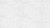 istock Old rough white painted brick wall large texture. Whitewashed brickwork masonry backdrop. Light grunge abstract background 1345971773