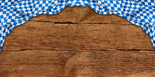 old rustic retro wood wooden texture with bavarian flag dark brown vintage weathered Oktoberfest background old rustic retro wood wooden texture with bavarian flag dark brown vintage weathered natural Oktoberfest panorama background oktoberfest stock pictures, royalty-free photos & images