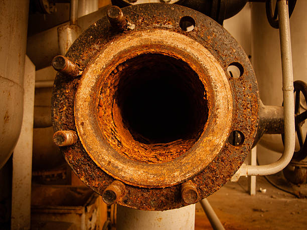 Old rusty flange. stock photo