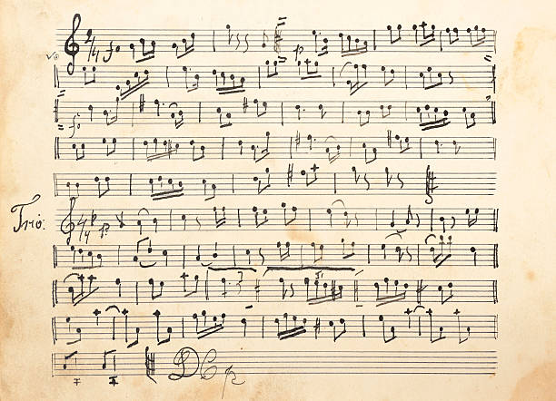 Old sheet music stock photo