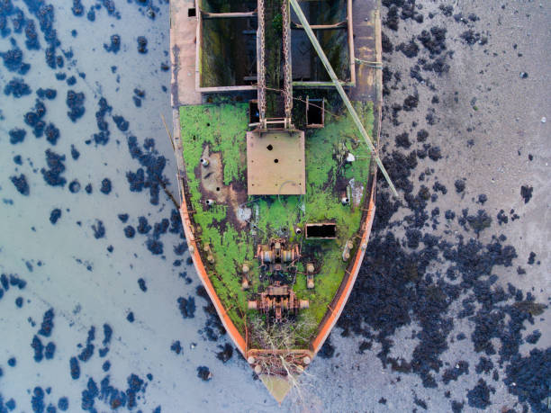 Old Ship Wreck Aerial stock photo