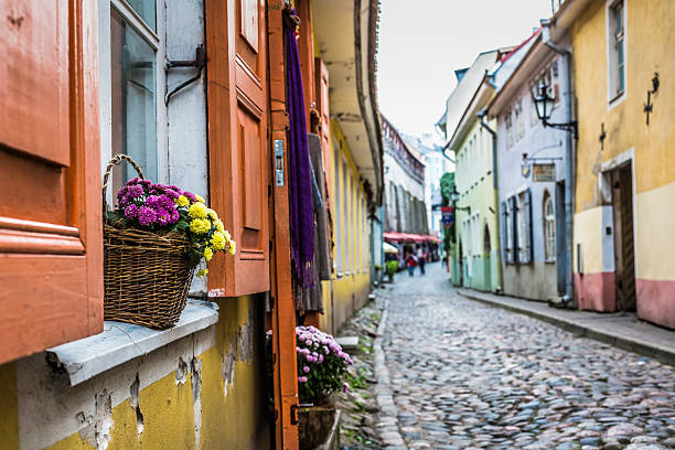 Old Street of Tallinn Estonia stock photo