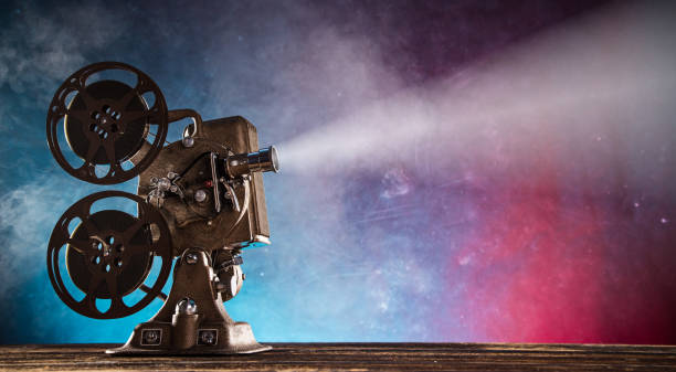Old style movie projector, close-up stock photo