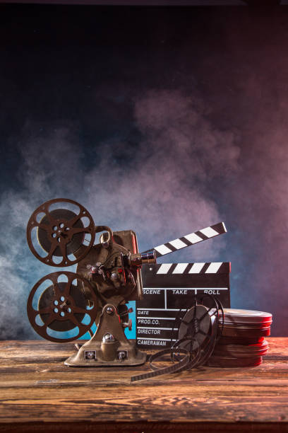 Old style movie projector, close-up stock photo