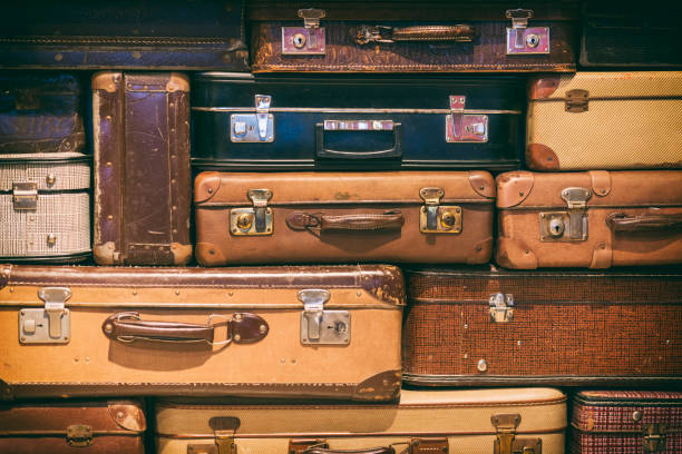 Old Suitcases Stacked stock photo