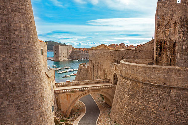 Old town and harbor of Dubrovnik Croatia Old town and harbor of Dubrovnik Croatia fort stock pictures, royalty-free photos & images