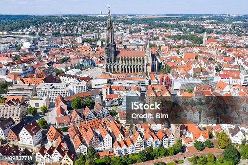 istock Old Town and Minster of Ulm, Aerial View of Cityscape 1409837714