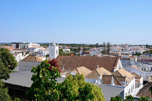 Old town buildings, Tavira, Portugal. stock photo