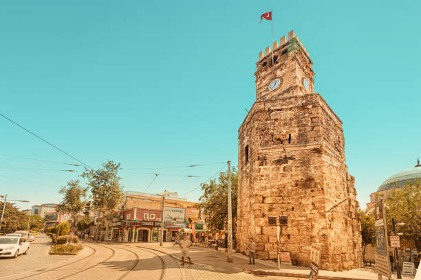 Old town Kaleici panoramic view with Clock Tower. Antalya tourist resort 03 September 2020, Antalya, Turkey: Old town Kaleici panoramic view with Clock Tower. Antalya tourist resort expedition watch from which country stock pictures, royalty-free photos & images