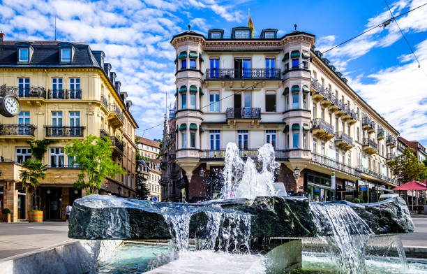 old town of baden-baden in germany Baden-Baden, Germany - July 8: historic buildings at the famous old town of Baden-Baden on July 8, 2020 baden baden stock pictures, royalty-free photos & images