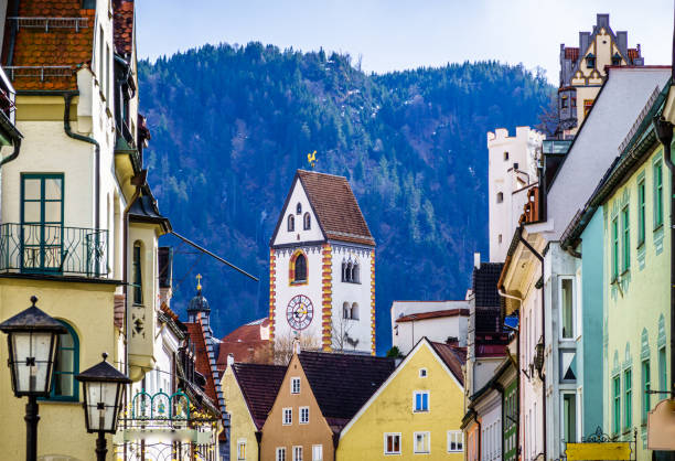 old town of fussen - bavaria old town with historic buildings of fussen - bavaria lech river stock pictures, royalty-free photos & images
