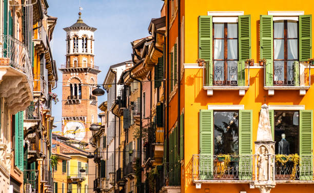 old town of verona in italy stock photo