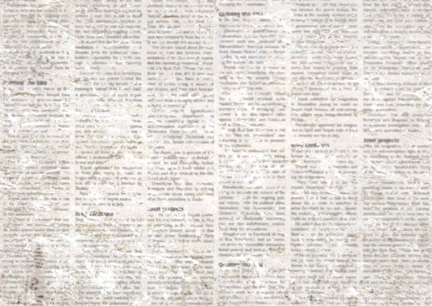 Old vintage grunge newspaper paper texture background. Old grunge newspaper paper textured background. Blurred vintage newspapers texture background. Blur unreadable aged news horizontal page with place for text, images. Black and white color collage. crumpled photos stock pictures, royalty-free photos & images